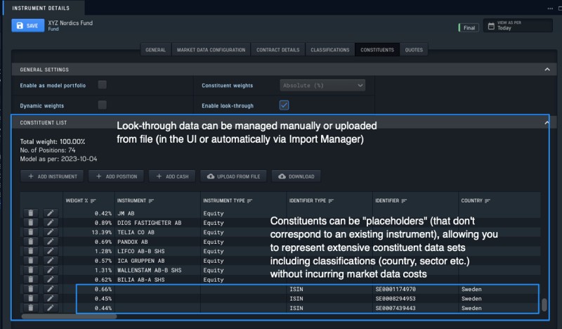 Fund of Funds look through config example