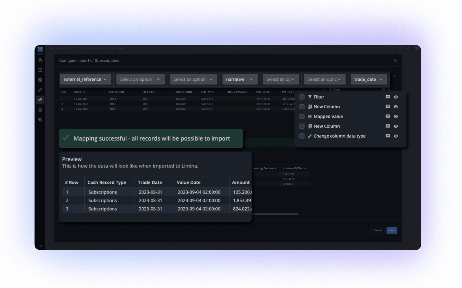 Configurable import and export manager for your investment management solution Configurable import and export manager for your investment management solution